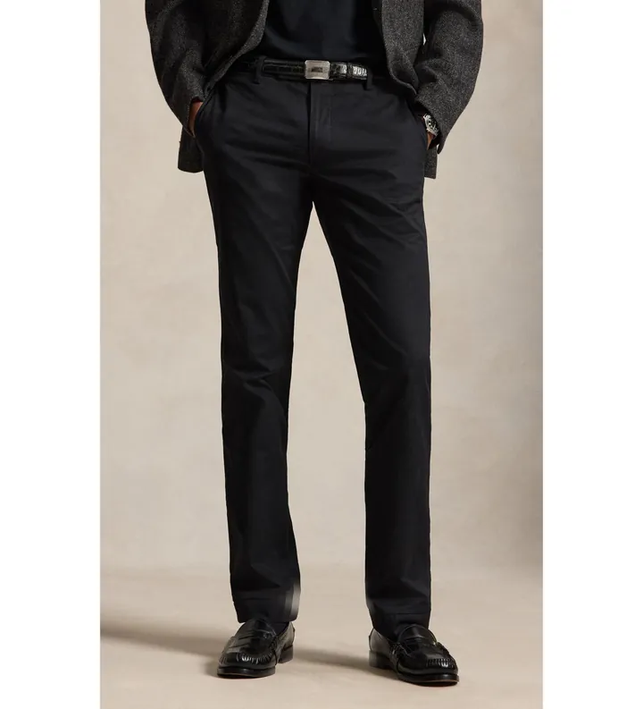 Polo Ralph Lauren para hombre. 710B23868001 Pantalón chino Greenwich Slim Fit negro (28/30), Casual, Algodón