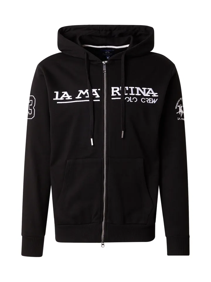 La Martina Sudadera con cremallera  negro / blanco