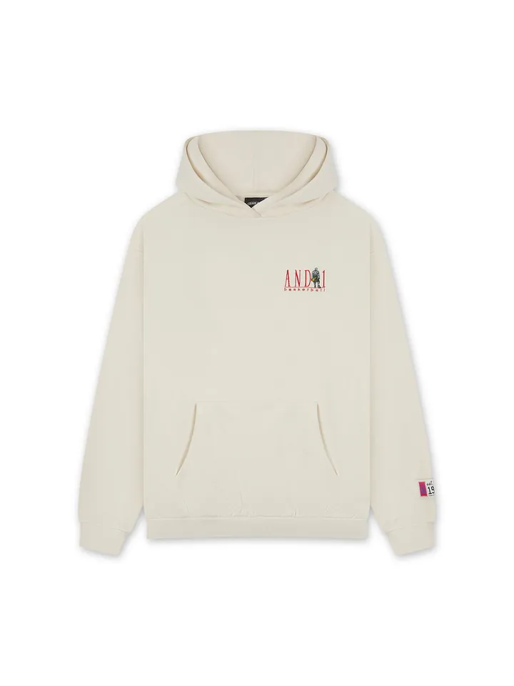AND1 Sudadera 'Core Retro'  ecru / gris claro / rojo / blanco