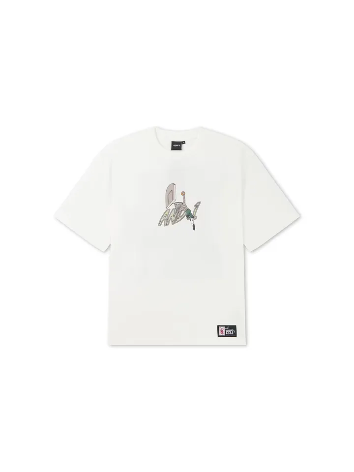 AND1 Camiseta 'Dancefloor' gris / esmeralda / negro / blanco