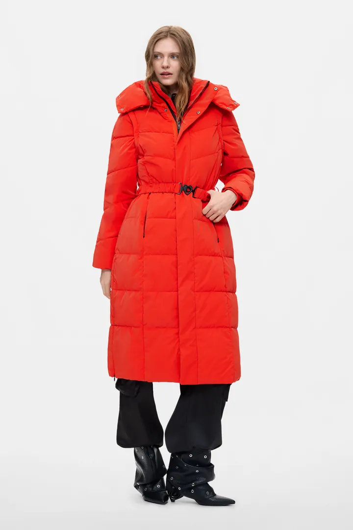 Desigual, Abrigo Acolchado Largo, Mujer, Poliuretano, Naranja, L