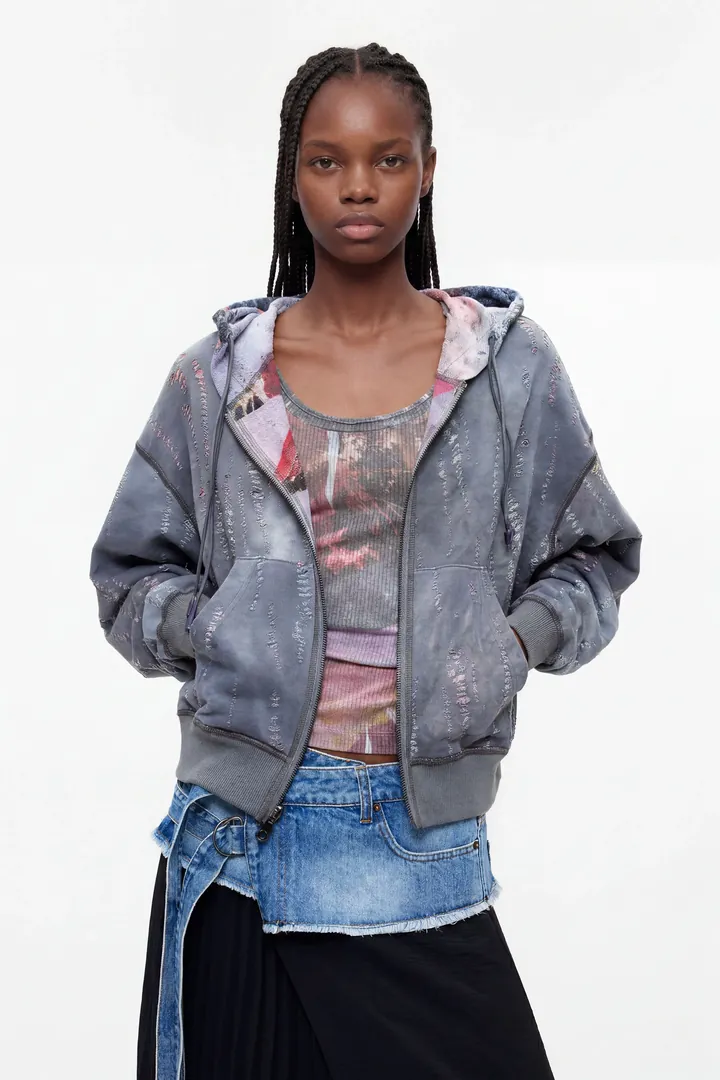 Desigual, Sudadera Reversible Estampada, Mujer, Negro, L