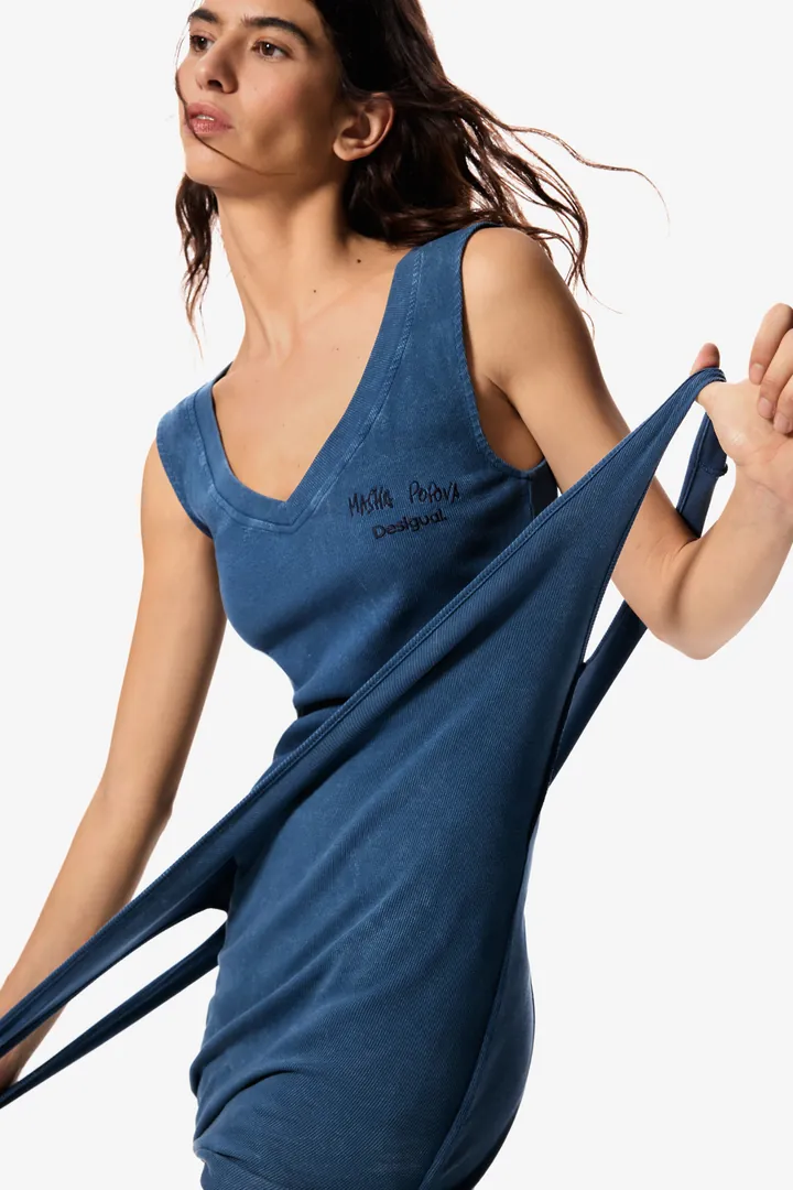 Desigual, Vestido entallado masha popova, Mujer, Algodon, Azul, L