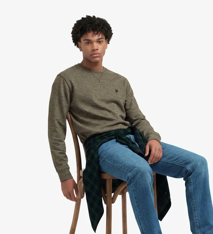 Superdry para hombre. M6010973A Camiseta de manga larga Slub Waffle verde (L), Casual, Algodón