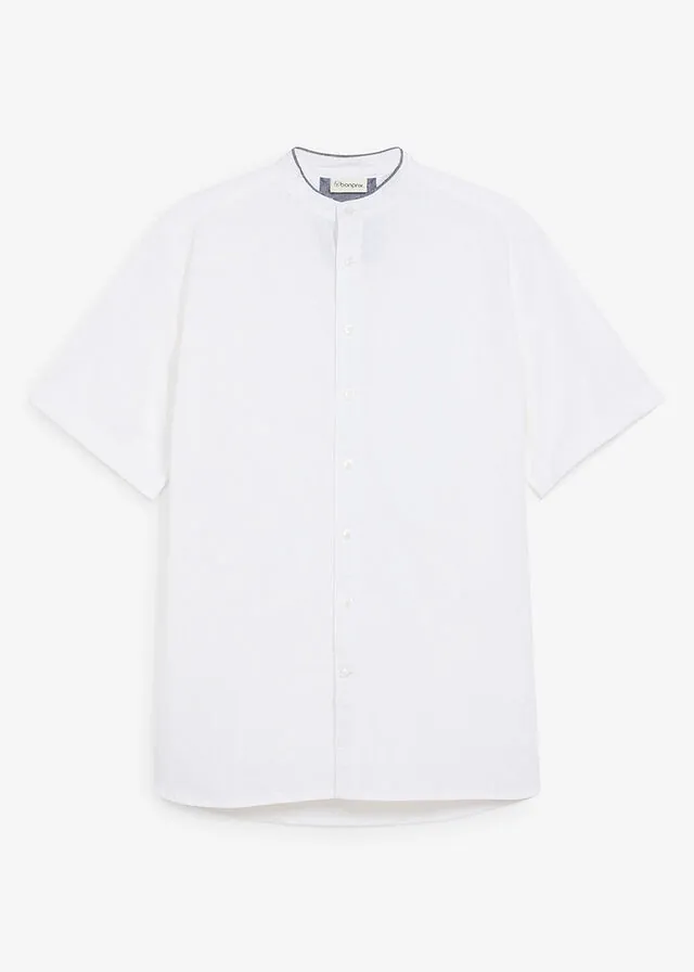Camisa de manga corta de mezcla de lino fresco