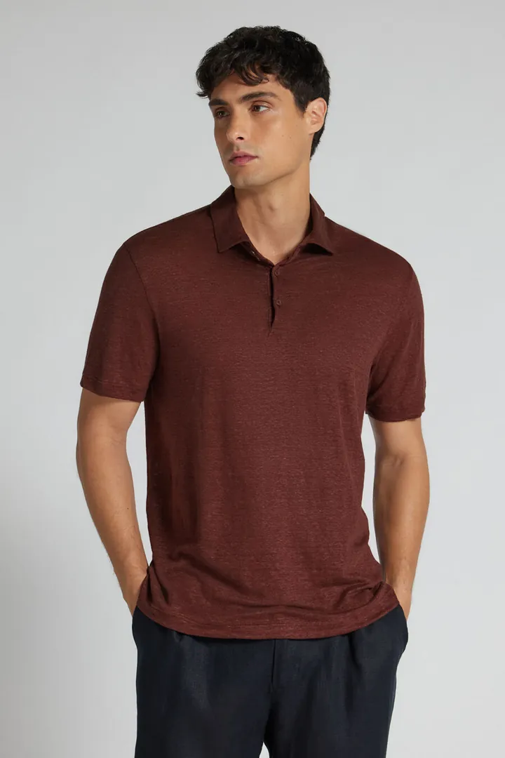 Intimissimi Polo de Manga Corta de Lino Hombre Azul Tamaño L