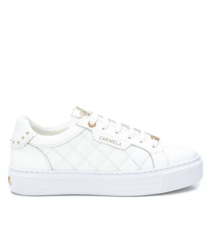 Carmela para mujer. 16193403-BLANCO Zapatillas de piel 161934 blanco (35), Plano, Cordones, Casual