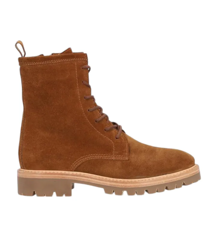 Alpe para mujer. 261011 Botines de piel Militare Baby Silk marrón (36), Plano, Cordones, Cremallera, Casual