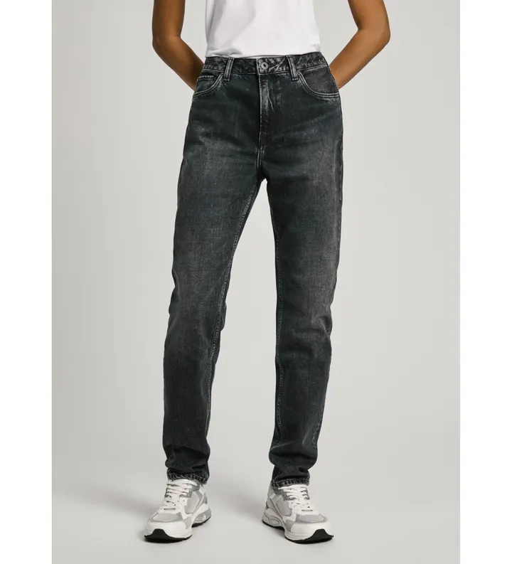 Pepe Jeans para mujer. PL204591XH7 Jeans Tapered Hw negro (24/32), Casual, Algodón, Denim, Sostenible