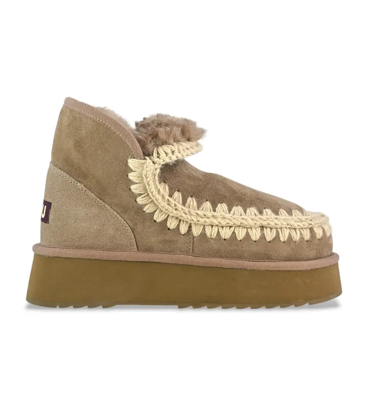 Mou para mujer. MU.FW681000A Botines de piel Mini Eskimo Platform marrón (36), 8 a 10cm, Ninguno, Casual, Gris, Taupe