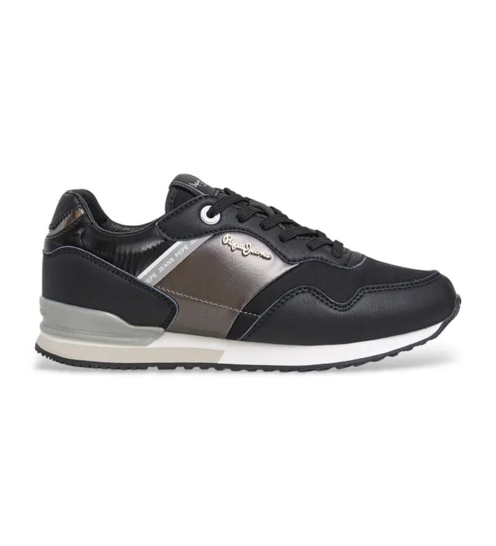 Pepe Jeans para mujer. PLS40046 Zapatillas London Shine negro (36), Plano, Cordones, Casual