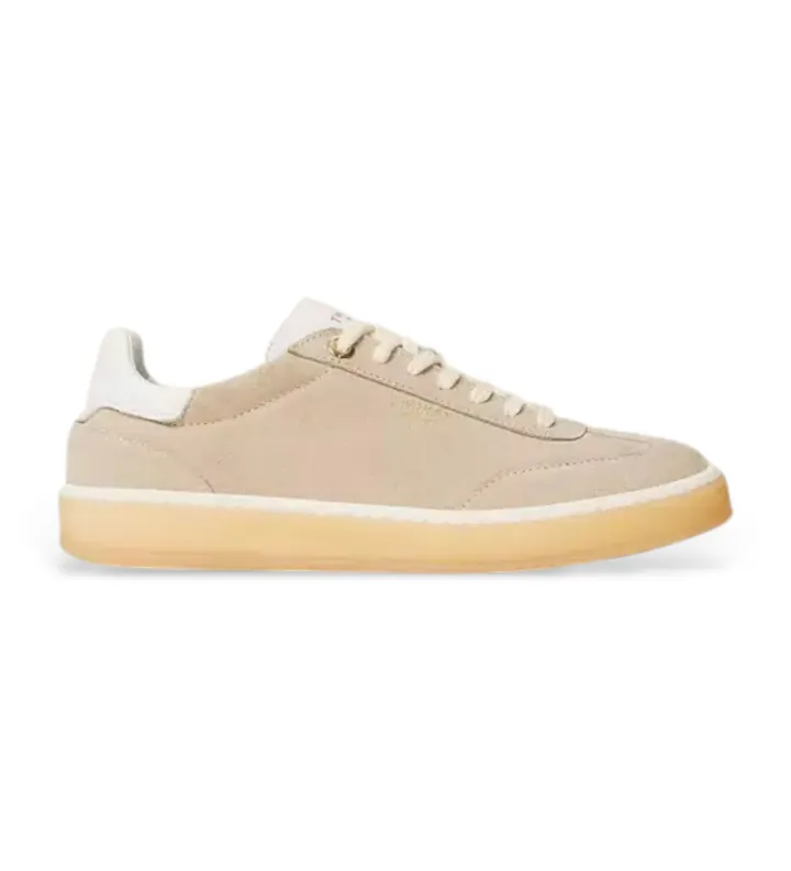 Twinset para mujer. 252TCP026 Zapatillas de piel de ante beige (36), Plano, Cordones, Casual