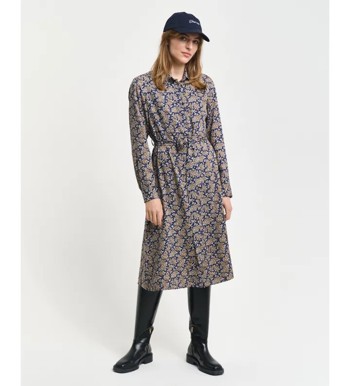 Gant para mujer. 4503353 Vestido Camisero Con Estampado De Cachemir multicolor (42), Casual, Viscosa, Manga larga