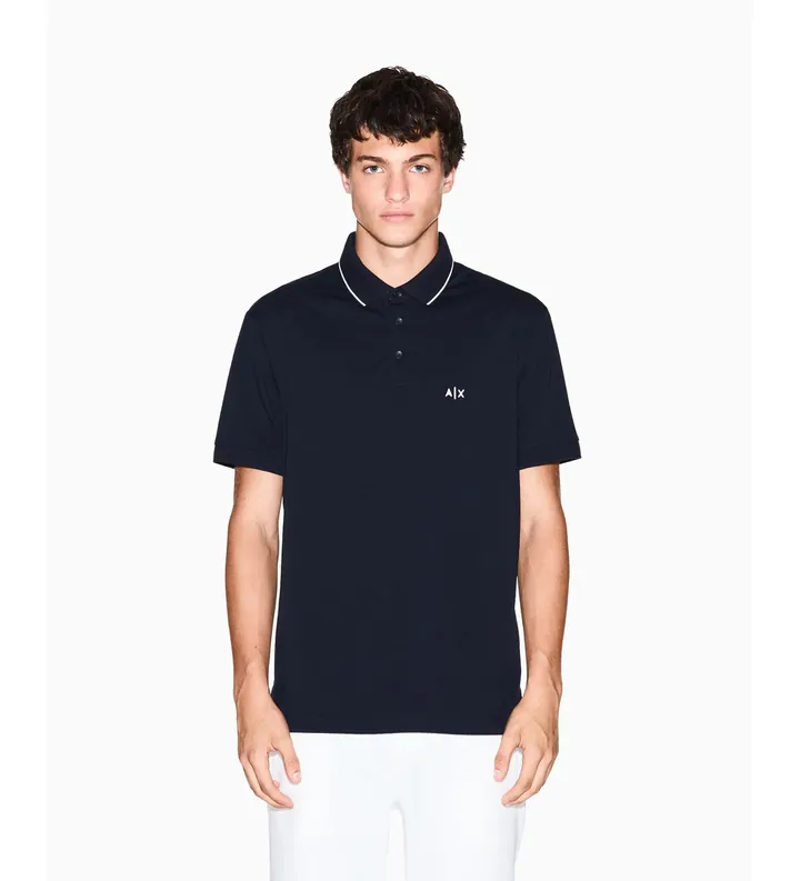 A|X Armani Exchange para hombre. XM001289AF10363UB101 Polo Entallado marino (L), Casual, Algodón, Manga corta