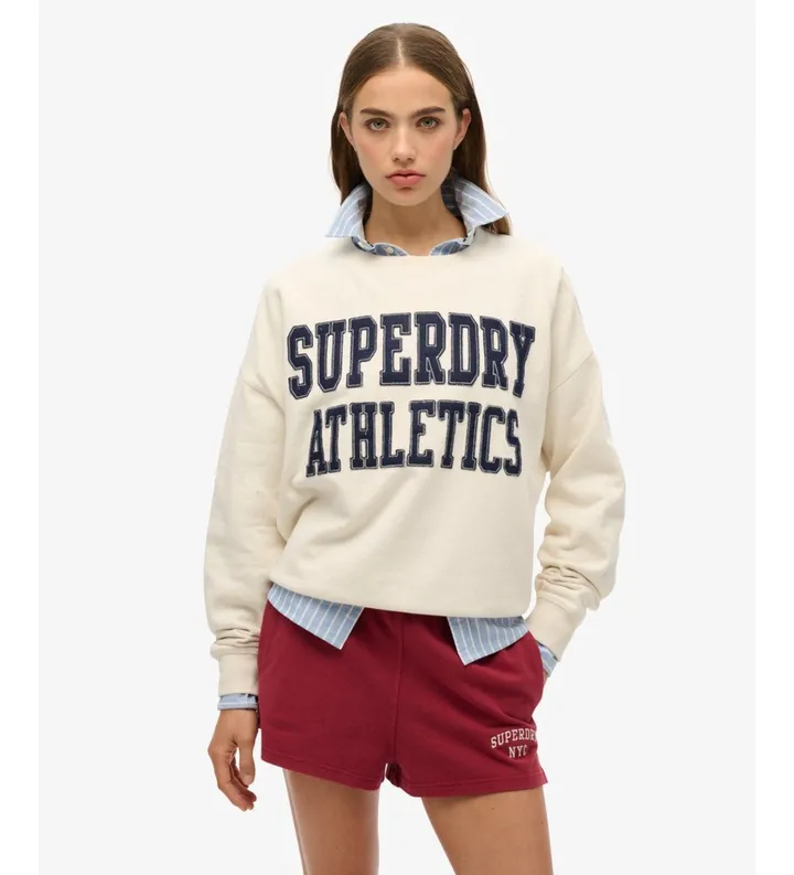 Superdry para mujer. W2012441A Sudadera Relaxed Applique beige (L), Casual, Algodón, Manga larga