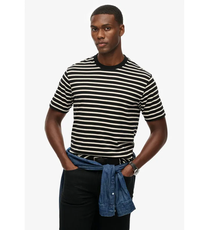Superdry para hombre. M1012290A Camiseta Merchant negro (L), Casual, Algodón, Manga corta