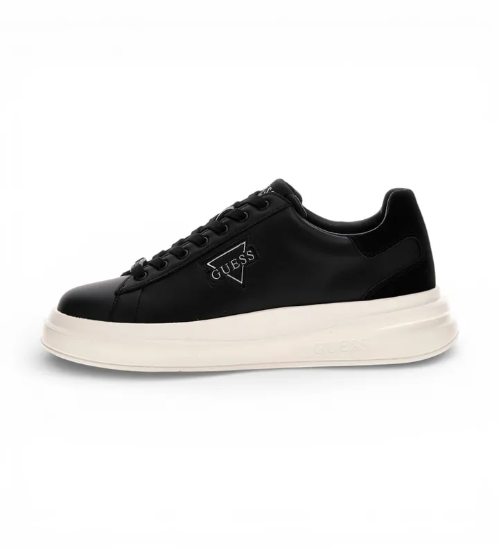 Guess para hombre. FMFBANLEL12 Zapatillas de Piel Elba negro (41), Plano, Cordones, Casual