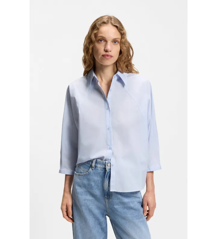 BOSS para mujer. 50553519 Camisa Belenta azul (32), Casual, Algodón, Manga 3/4