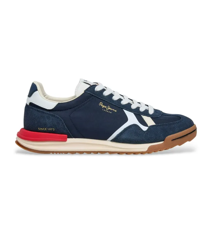 Pepe Jeans para hombre. PMS600026 Zapatillas Marvin Road marino (41), Azul, Tela, Plano, Cordones, Casual