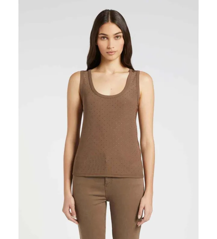 Marella para mujer. 2613941025200 Camiseta Mlmoratabling marrón (L), Casual, Algodón, Sin mangas / Tirantes