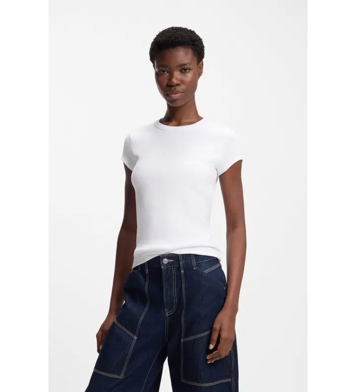 BOSS para mujer. 50554675 Camiseta Ecute blanco (L), Casual, Algodón, Manga corta