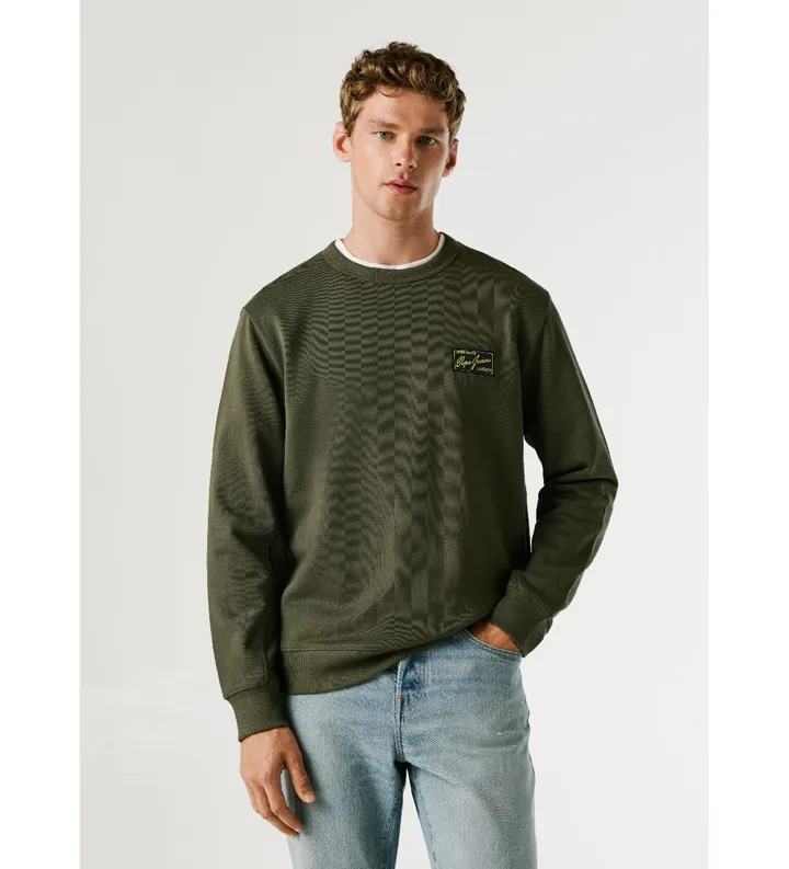 Pepe Jeans para hombre. PM5800139 Sudadera Soren verde oliva (L), Casual, Algodón