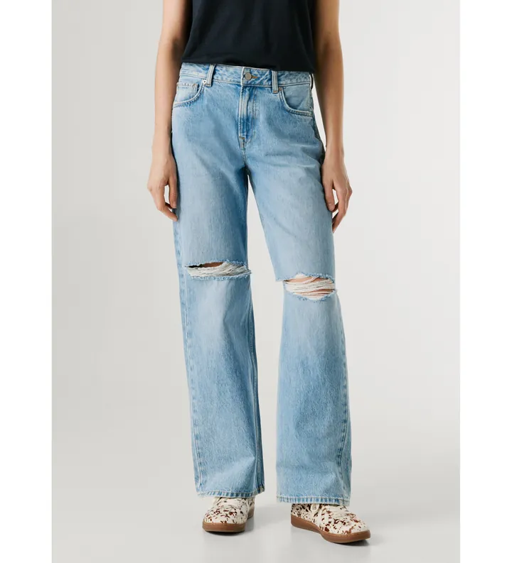Pepe Jeans para mujer. PL20510423W1 Jeans Loose Hazel azul (25/30), Casual, Algodón, Denim