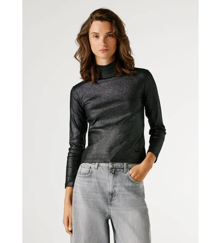 Pepe Jeans para mujer. PL5000075 Camiseta Balu negro (M), Casual, Algodón, Manga larga