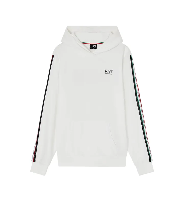 EA7 para mujer. 7W001223_AF12660 Sudadera con capucha Italian Spirit blanco (L), Casual, Algodón, Manga larga
