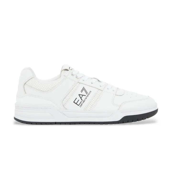 EA7 unisex. X8X234_XK422 Zapatillas de Piel Baseline blanco, negro (40), Plano, Cordones, Casual