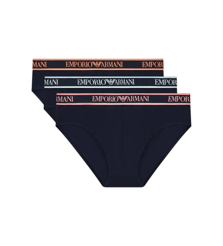 Emporio Armani para hombre. EM000258_AF20669 Set 3 Slips Core Logobanda marino (L), Homewear, Algodón