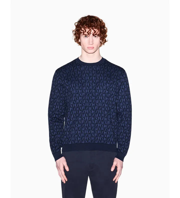 A|X Armani Exchange para hombre. XM002441AF22252FB424 Jersey jacquard marino (L), Casual, Algodón