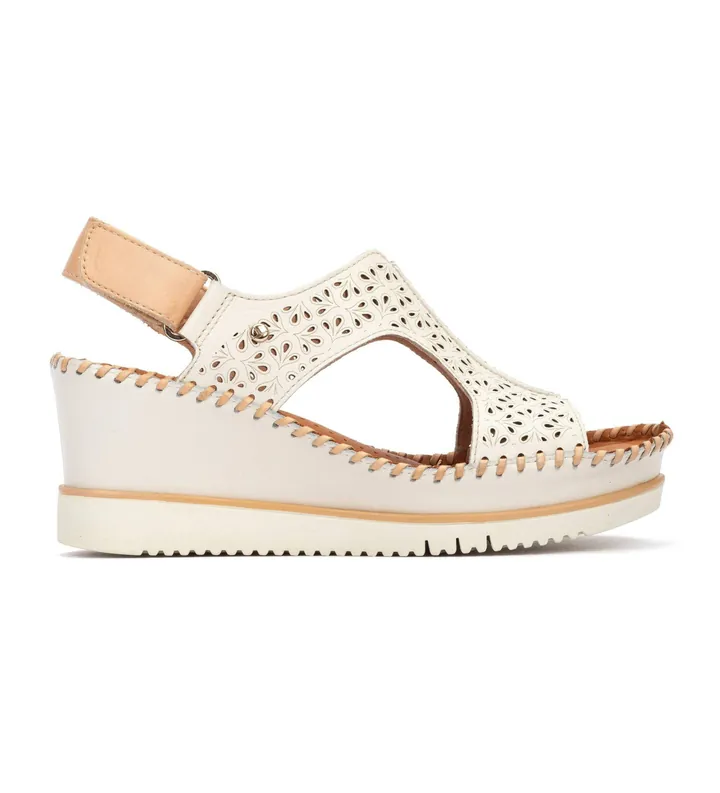 Pikolinos para mujer. W3Z-1623C1 Sandalias de piel Aguadulce blanco roto (38), 5 a 8cm, Velcro, Casual