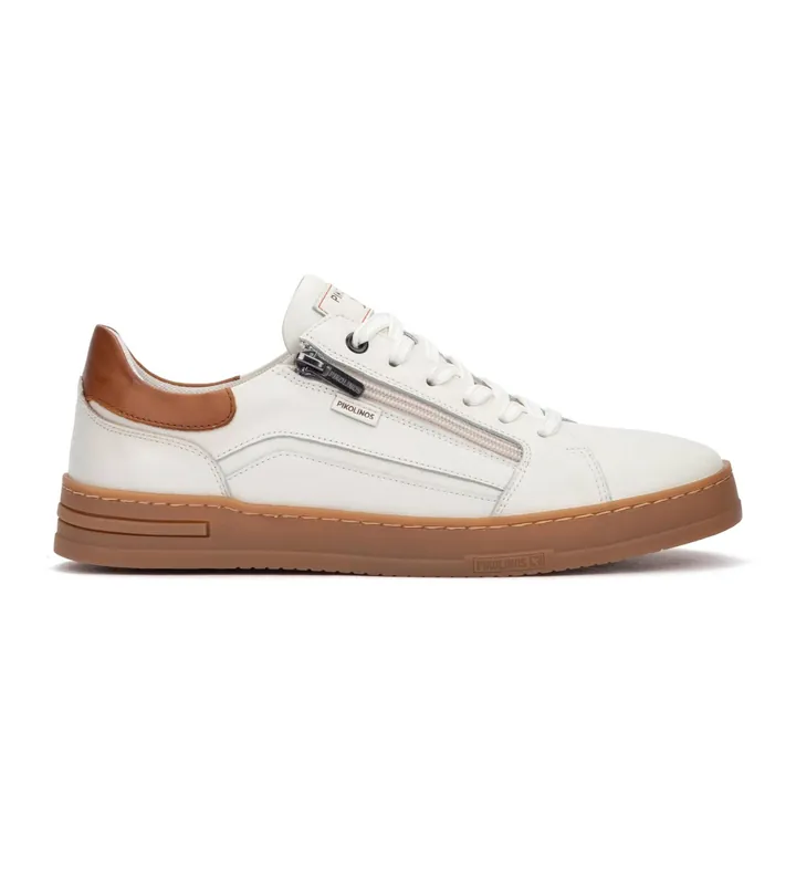 Pikolinos para hombre. M1K-6422C1 Zapatillas de Piel Xativa blanco roto (39), Plano, Cordones, Cremallera, Casual