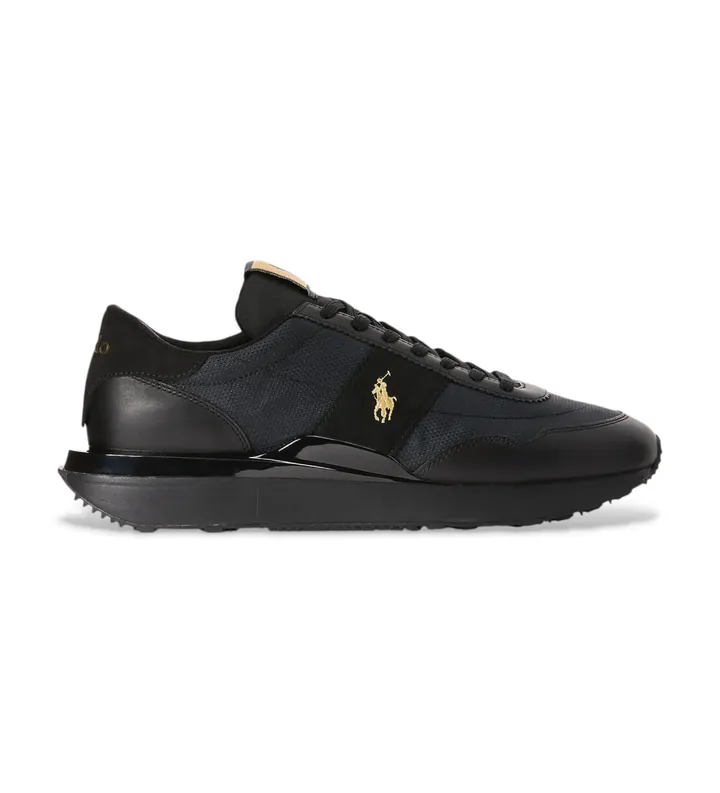 Polo Ralph Lauren para hombre. 809952269001 Zapatillas de piel Train 89 negro (36), Plano, Cordones, Casual