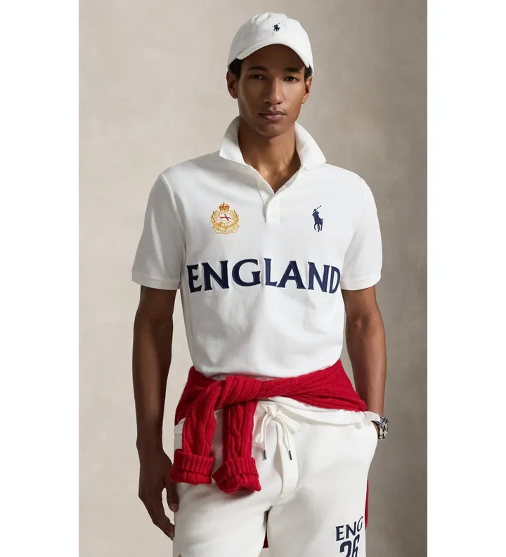 Polo Ralph Lauren para hombre. 710B20867001 Polo de Inglaterra Classic Fit blanco (L), Casual, Algodón, Manga corta