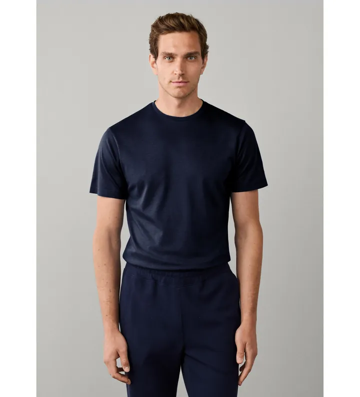 Hackett London para hombre. HM5000153 Camiseta Pique marino (L), Casual, Manga corta, Lyocell