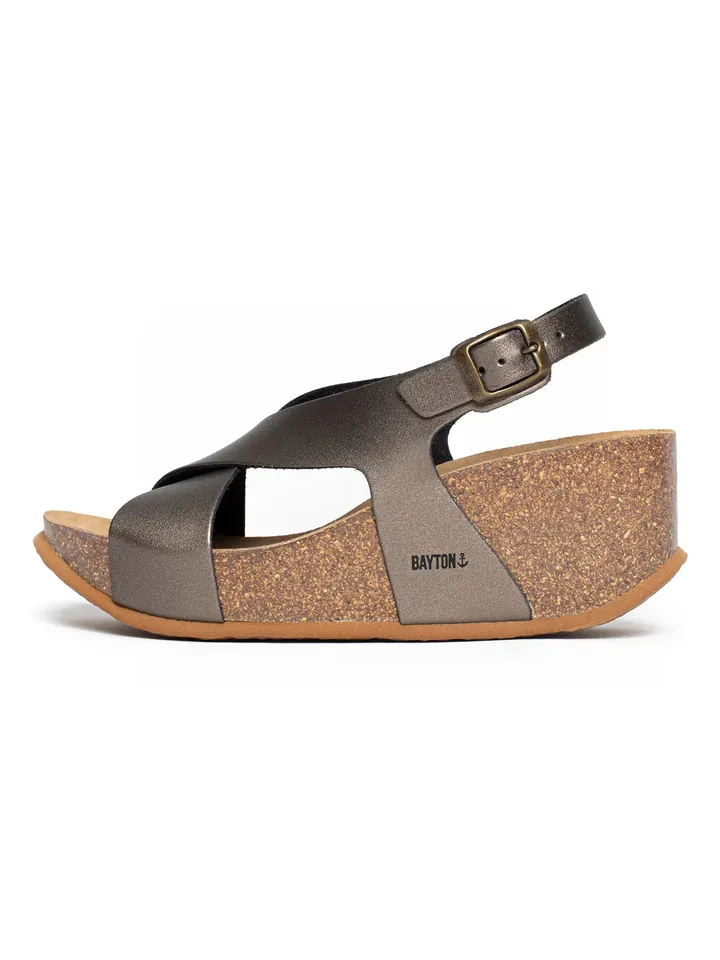 Bayton Sandalias con hebilla 'Rea' gris oscuro / negro