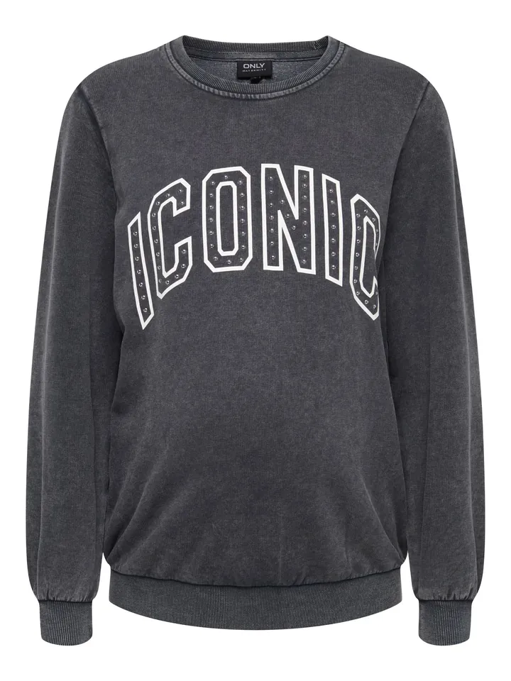 Only Maternity Sudadera 'OLMQUOTE' gris oscuro / blanco