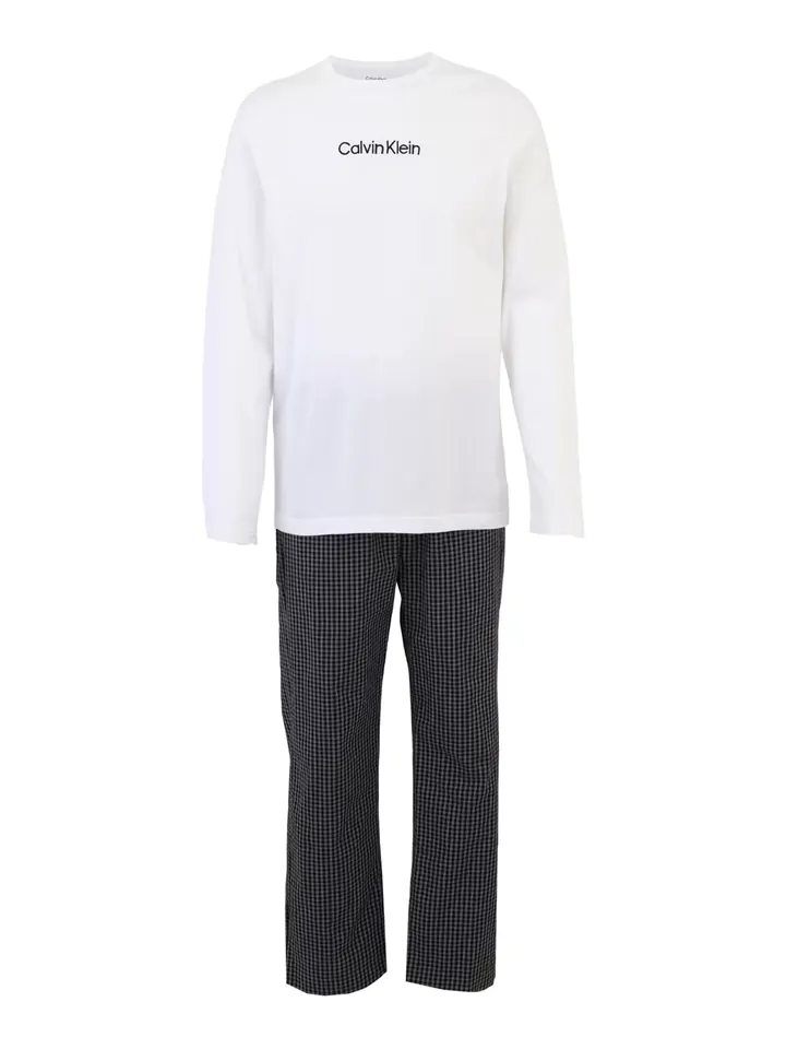 Calvin Klein Underwear Pijama largo gris / negro / blanco