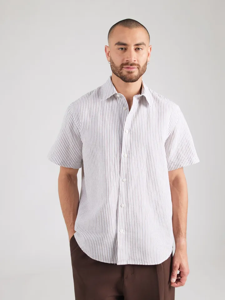 SELECTED Camisa 'SLHCLAY' taupe / blanco