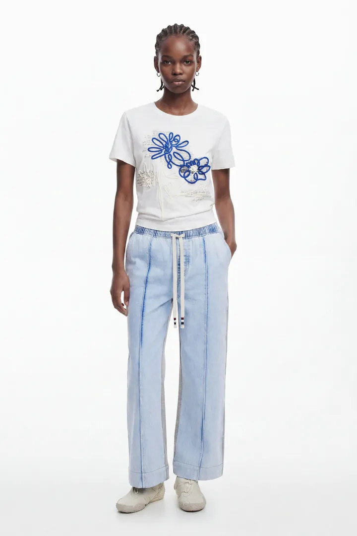 Desigual, Vaquero Jogger Cropped, Azul, L