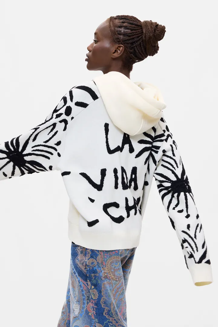 Desigual, Sudadera Floral 100% Algodón, Mujer, Algodon, Blanco, L