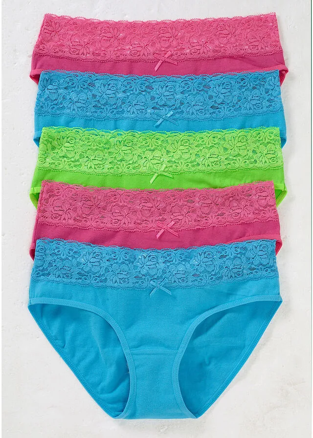 Slip con suave algodón y encaje (5 unidades)