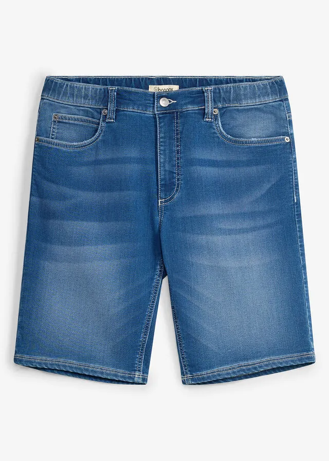 Bermudas vaqueras tipo chándal con cinturilla elástica y corte regular