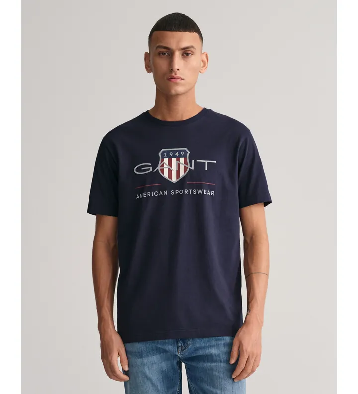 Gant para hombre. 2003199 Camiseta Archive Shield marino (L), Casual, Algodón, Manga corta, Sostenible
