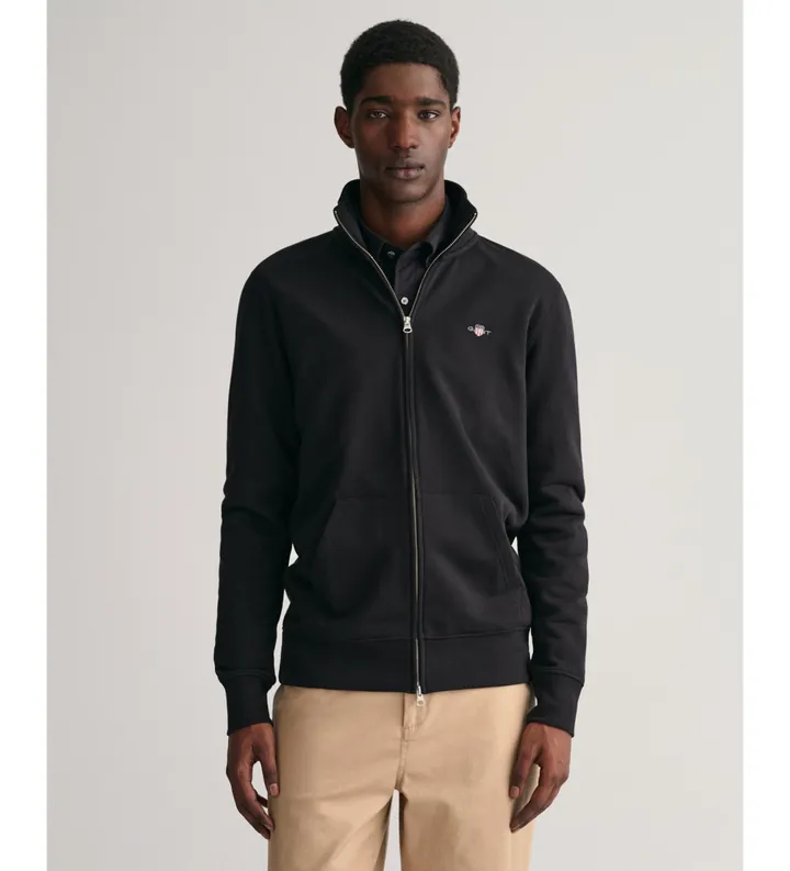 Gant para hombre. 2008006 Sudadera Shield con cremallera negro (L), Casual, Algodón