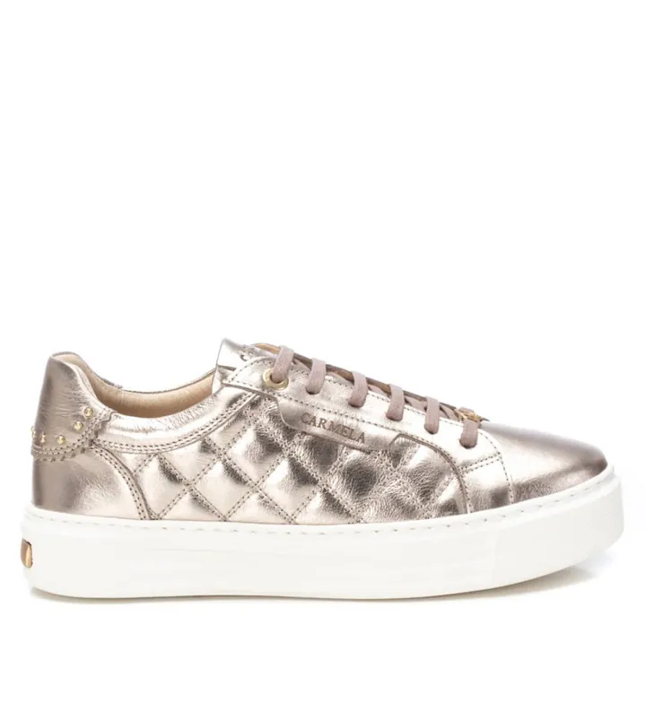 Carmela para mujer. 16193404-BRONCE Zapatillas de piel 161934 dorado (35), Plano, Cordones, Casual