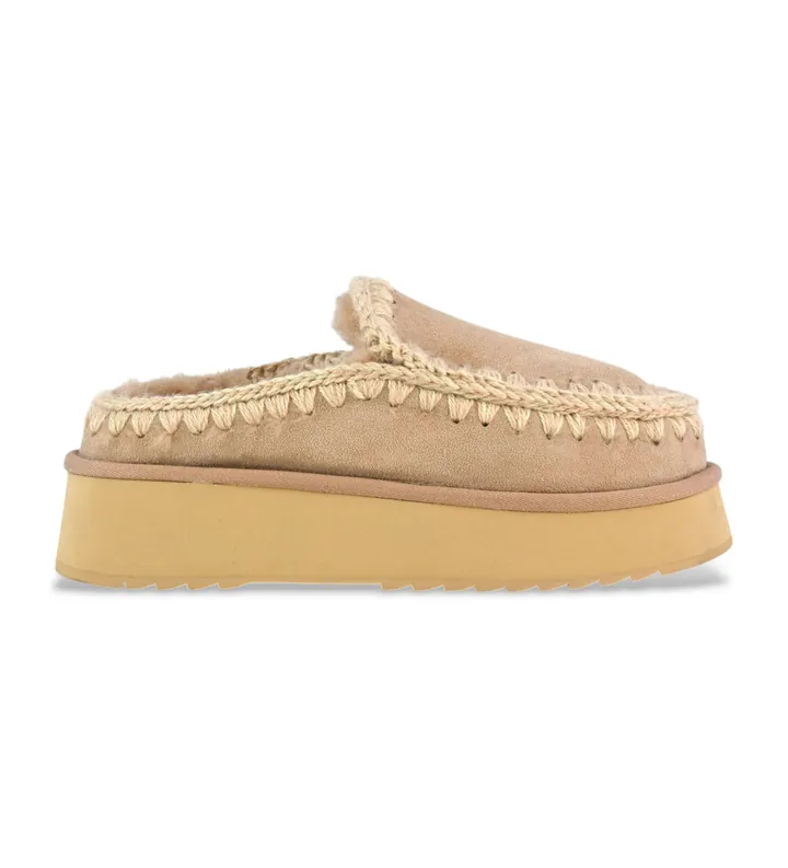 Mou para mujer. MU.FW681004A Zuecos de piel Clog Eskimo Platform beige (37), más de 10cm, Ninguno, Casual