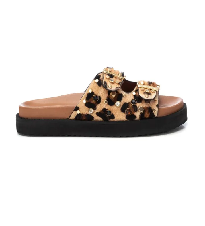 Carmela para mujer. 16240103-LEOPARDO Sandalias de piel 162401 marrón (36), 1 a 3cm, Ninguno, Casual, Animal print